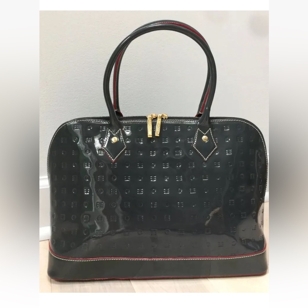 ARCADIA grey patent leather Italian satchel